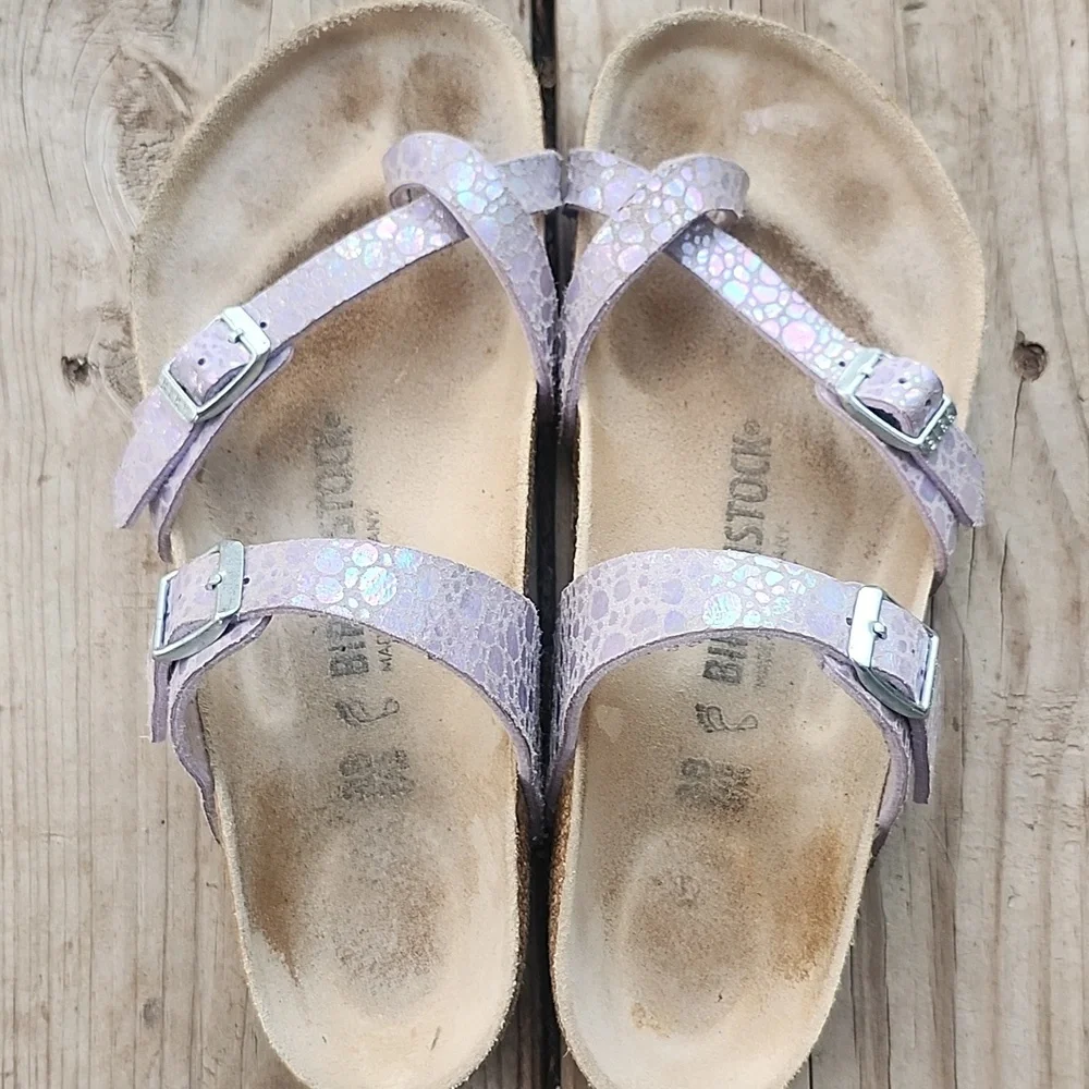 Birkenstock Mayari Lilac Snake Embossed Sandals 7.5 or 38 - Picture 3 of 10